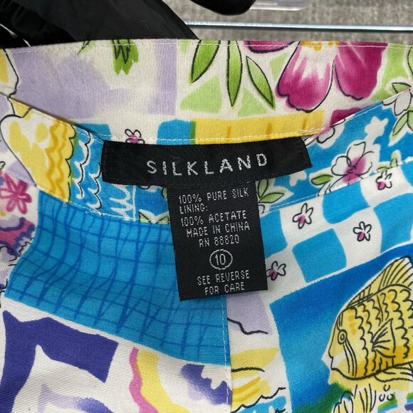 Silkland Pants 10 Colorful Dress Ankle Straight Artsy Mid Rise Office - Picture 3 of 13